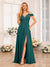 A-Line/Princess Spaghetti Straps Long Wedding Party Dresses with Split Side & Pockets