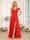 A-Line/Princess Spaghetti Straps Long Wedding Party Dresses with Split Side & Pockets