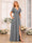 A-Line/Princess V-Neck Long Wedding Party Dresses with Split Side & Pockets