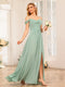 A-Line/Princess Spaghetti Straps Long Wedding Party Dresses with Split Side