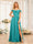 A-Line/Princess Spaghetti Straps Long Wedding Party Dresses with Split Side