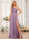 A-Line/Princess One-Shoulder Long Formal Dresses with Split Side