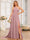 A-Line/Princess One-Shoulder Long Wedding Party Dresses with Watteau Train