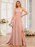 A-Line/Princess One-Shoulder Long Wedding Party Dresses with Watteau Train
