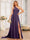 A-Line/Princess One-Shoulder Long Wedding Party Dresses with Watteau Train