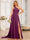 A-Line/Princess One-Shoulder Long Wedding Party Dresses with Watteau Train