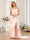 Sheath/Column One-Shoulder Long Formal Dresses with Watteau Train