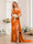 Sheath/Column One-Shoulder Long Formal Dresses with Watteau Train