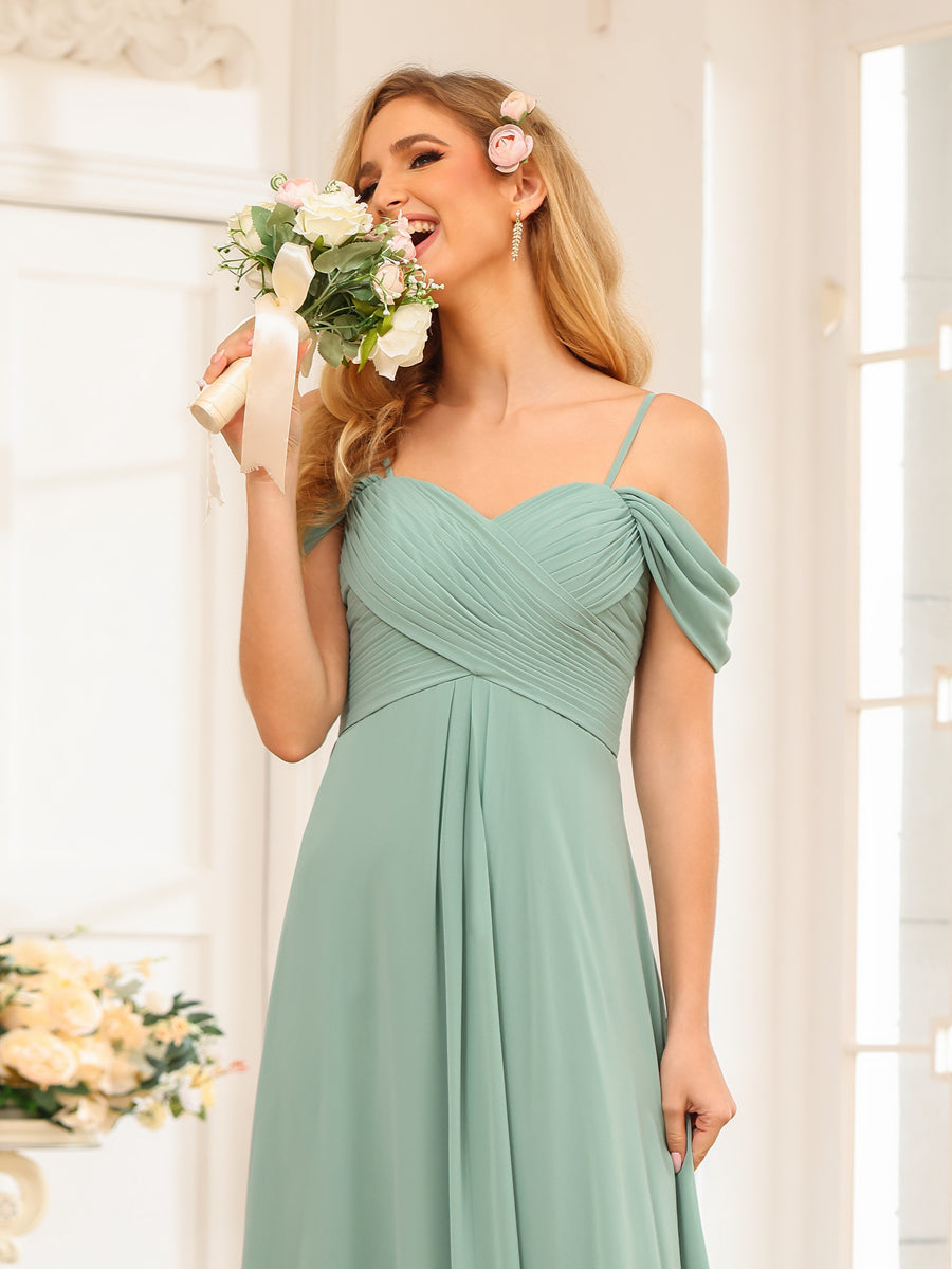 A-Line/Princess Spaghetti Straps Long Wedding Party Dresses with