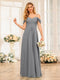 A-Line/Princess Spaghetti Straps Long Wedding Party Dresses with Ruched