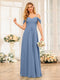 A-Line/Princess Spaghetti Straps Long Wedding Party Dresses with Ruched