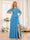 A-Line/Princess Halter Long Wedding Party Dresses with Split Side & Sash