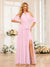 A-Line/Princess Halter Long Wedding Party Dresses with Split Side & Sash