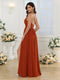 A-Line/Princess Spaghetti Straps Long Wedding Party Dresses with Split Side